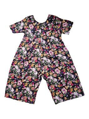 80s - 90s Kathryn Deene short-sleeve rayon floral wide-leg palazzo jumpsuit